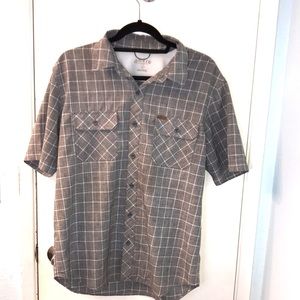 Orvis Windowpane Castlerock Short Sleeve Button Up Shirt Size M